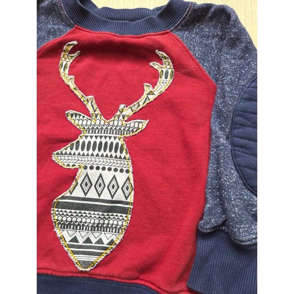 Hanna Anderson Infant 18-24mos 80cm H3 Applique Sweatshirt Deer Cranberry Navy